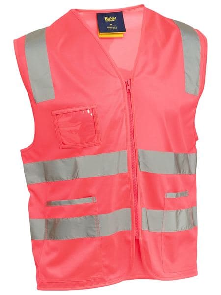 Bisley Taped Hi Vis Safety Zip Vest (Hi Vis Pink)