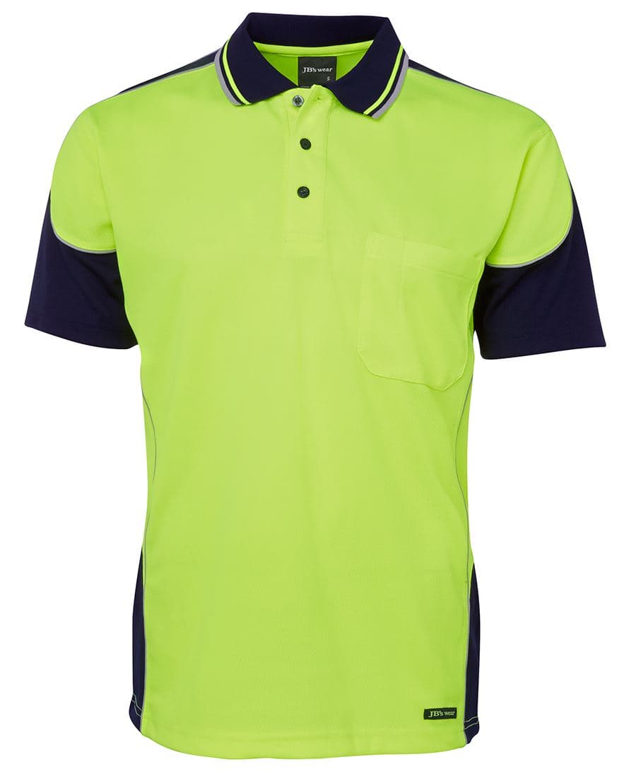 JB's Hi Vis 4602.1 S/S Contrast Piping Polo Lime/Black