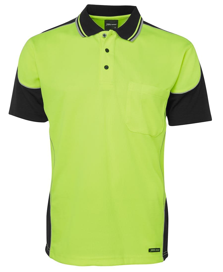 JB's Hi Vis 4602.1 S/S Contrast Piping Polo Lime/Black